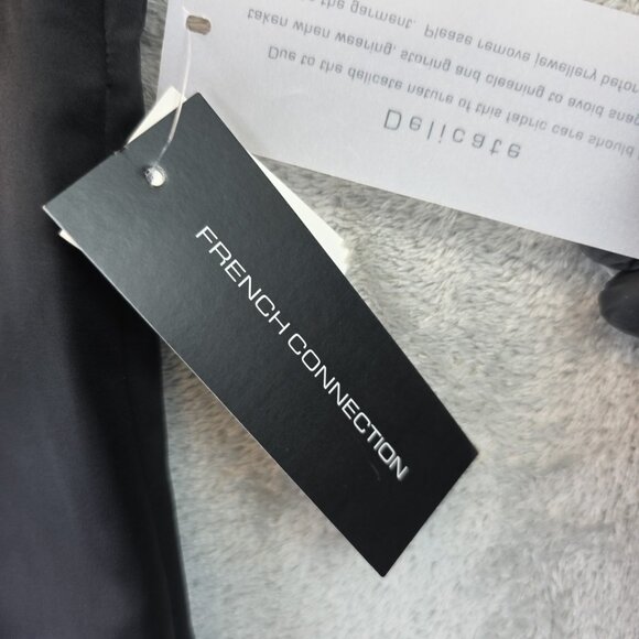 French Connection Illusion Neck Top Women's Size 8 Black Fitted Sleeveless Tank - Picture 9 of 13